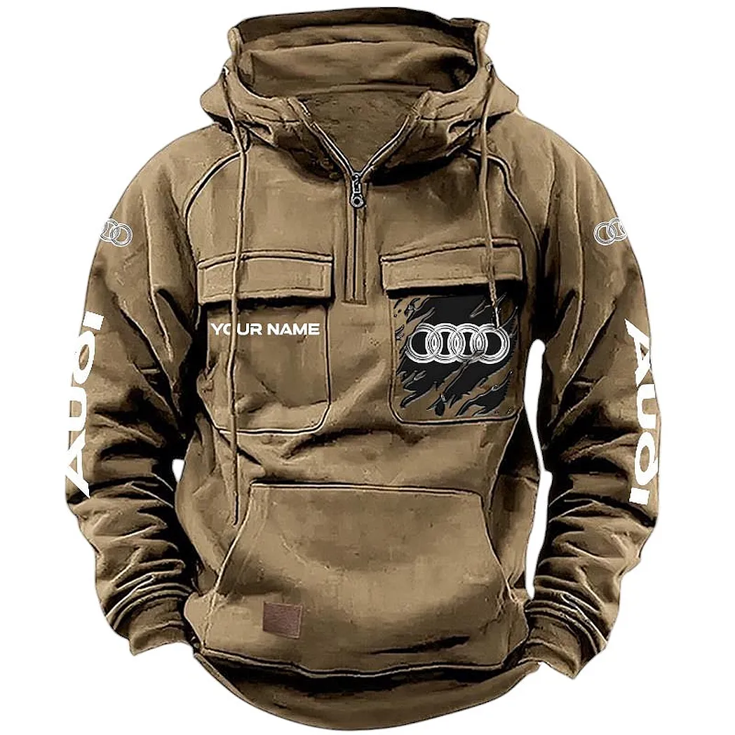 Audi Hoodie Tactical Quarter Zip, Gift For Audi Lovers CAR164022425140 - Khaki