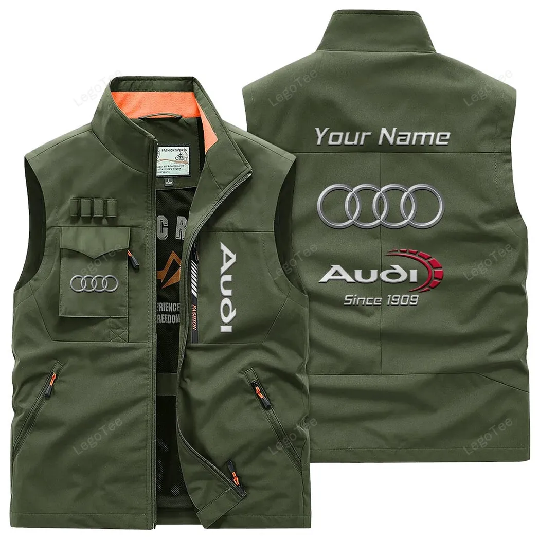 Audi Outdoor Sleeveless Vest, Gift For Audi Lovers, Gift For Him, Husband, Boyfriend - Army Green CAR131021325679-1