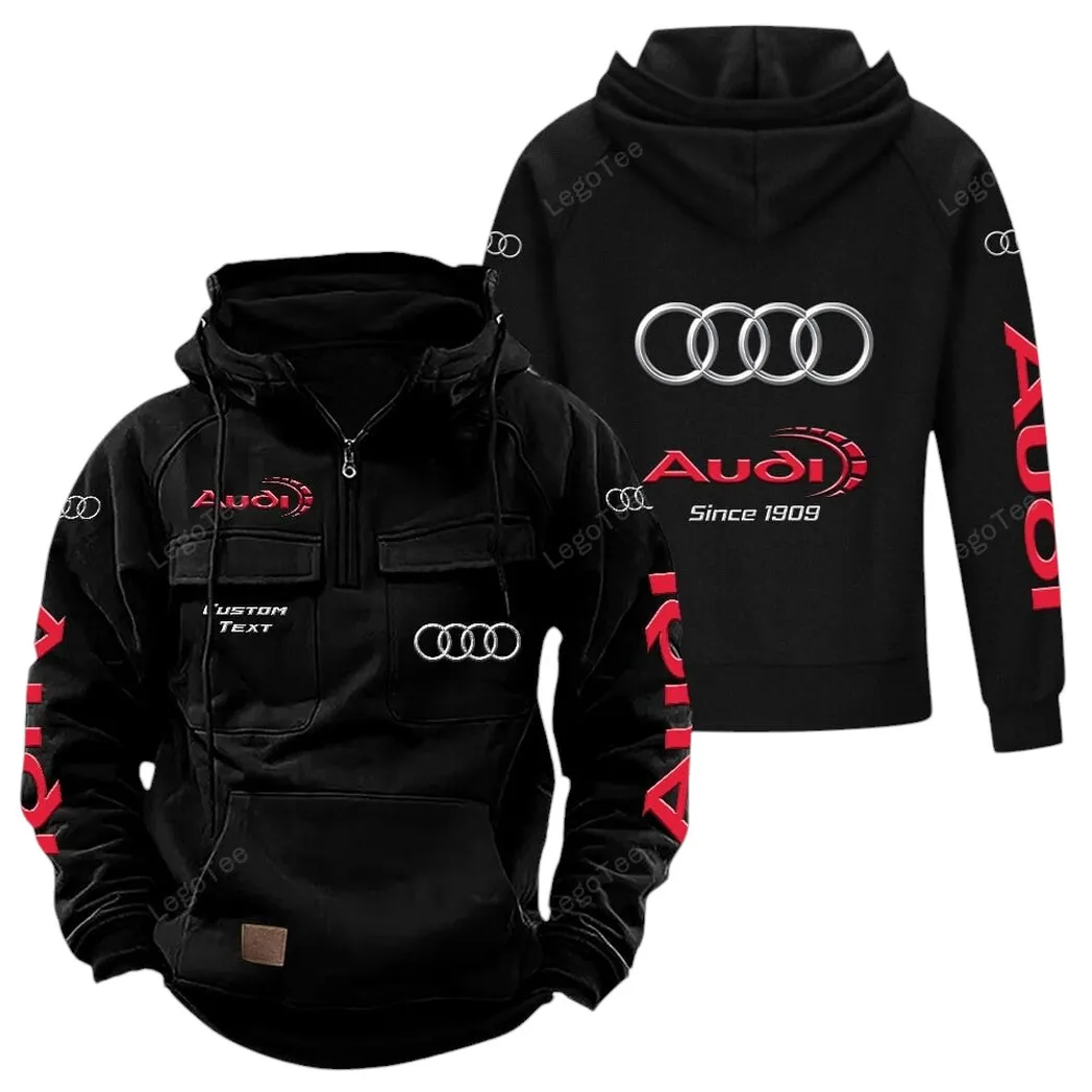 Audi Tactical Quarter Zip Hoodie, Gift For Audi Lovers, Gift For Him, Husband, Boyfriend - Black CAR96021425669-2