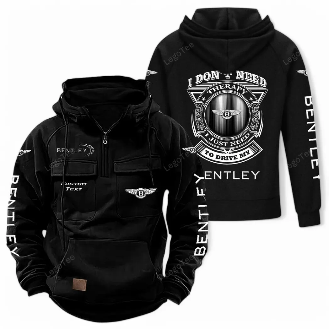 Bentley Tactical Quarter Zip Hoodie CAR106021525030, Gifts For Men, Him, Husband, Boyfriend - Black