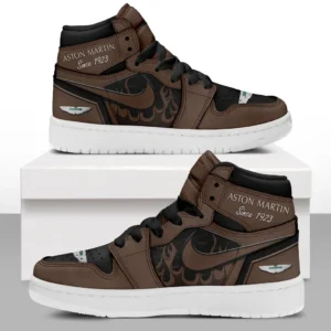 Aston Martin Air Jordan 1 High Sneakers, Nike Sneaker For Aston Martin Lovers CAR311032125683 - Brown
