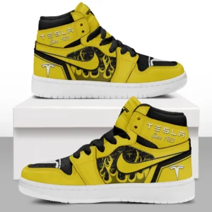Tesla Air Jordan 1 High Sneakers, Nike Sneaker For Tesla Lovers CAR311032125710 - Yellow