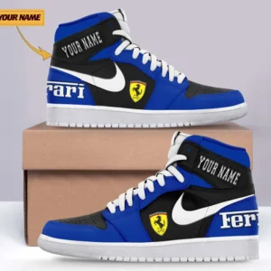 Ferrari Air Jordan 1 High Sneakers, Nike Sneaker For Ferrari Lovers CAR317032225676 - Blue
