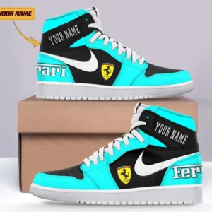 Ferrari Air Jordan 1 High Sneakers, Nike Sneaker For Ferrari Lovers CAR317032225676 - Cyan