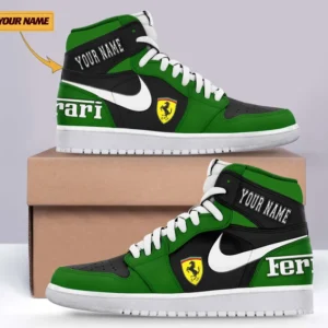 Ferrari Air Jordan 1 High Sneakers, Nike Sneaker For Ferrari Lovers CAR317032225676 - Green