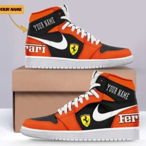Ferrari Air Jordan 1 High Sneakers, Nike Sneaker For Ferrari Lovers CAR317032225676 - Orange