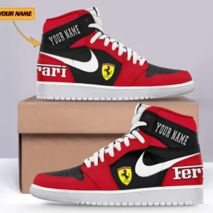 Ferrari Air Jordan 1 High Sneakers, Nike Sneaker For Ferrari Lovers CAR317032225676 - Red