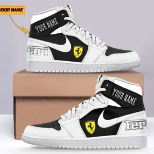 Ferrari Air Jordan 1 High Sneakers, Nike Sneaker For Ferrari Lovers CAR317032225676 - White