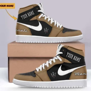 Maserati Air Jordan 1 High Sneakers, Nike Sneaker For Maserati Lovers CAR317032225681 - Brown