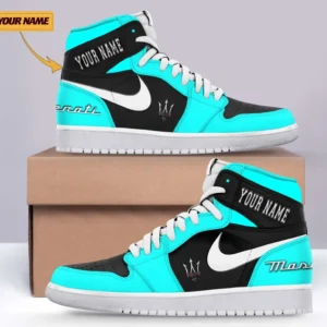 Maserati Air Jordan 1 High Sneakers, Nike Sneaker For Maserati Lovers CAR317032225681 - Cyan