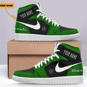 Maserati Air Jordan 1 High Sneakers, Nike Sneaker For Maserati Lovers CAR317032225681 - Green