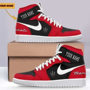 Maserati Air Jordan 1 High Sneakers, Nike Sneaker For Maserati Lovers CAR317032225681 - Red