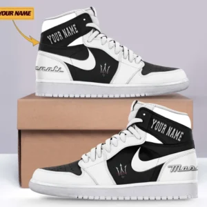 Maserati Air Jordan 1 High Sneakers, Nike Sneaker For Maserati Lovers CAR317032225681 - White