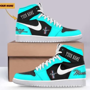 Ford Mustang Air Jordan 1 High Sneakers, Nike Sneaker For Ford Mustang Lovers CAR317032225684 - Cyan
