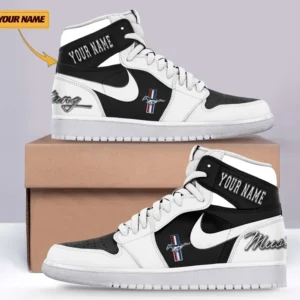 Ford Mustang Air Jordan 1 High Sneakers, Nike Sneaker For Ford Mustang Lovers CAR317032225684 - White