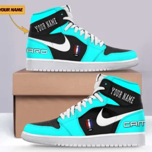 Chevrolet Camaro Air Jordan 1 High Sneakers, Nike Sneaker For Chevrolet Camaro Lovers CAR317032225685 - Cyan
