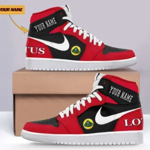 Lotus Car Air Jordan 1 High Sneakers, Nike Sneaker For Lotus Car Lovers CAR317032225691 - Red