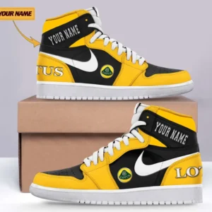 Lotus Car Air Jordan 1 High Sneakers, Nike Sneaker For Lotus Car Lovers CAR317032225691 - Yellow