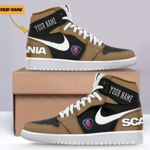 Scania Air Jordan 1 High Sneakers, Nike Sneaker For Scania Lovers CAR317032225730 - Brown