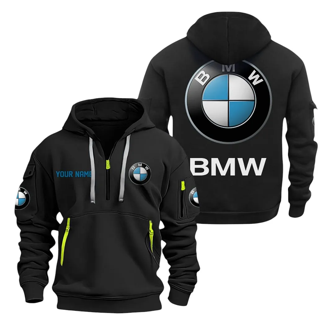 BMW Half Zip Hoodie For Men, Gift For BMW Lovers CAR20022125701 - Black