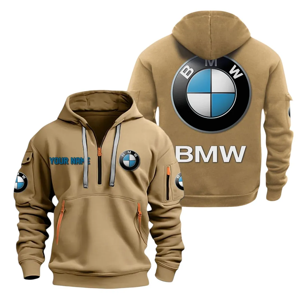 BMW Half Zip Hoodie For Men, Gift For BMW Lovers CAR20022125701 - Khaki