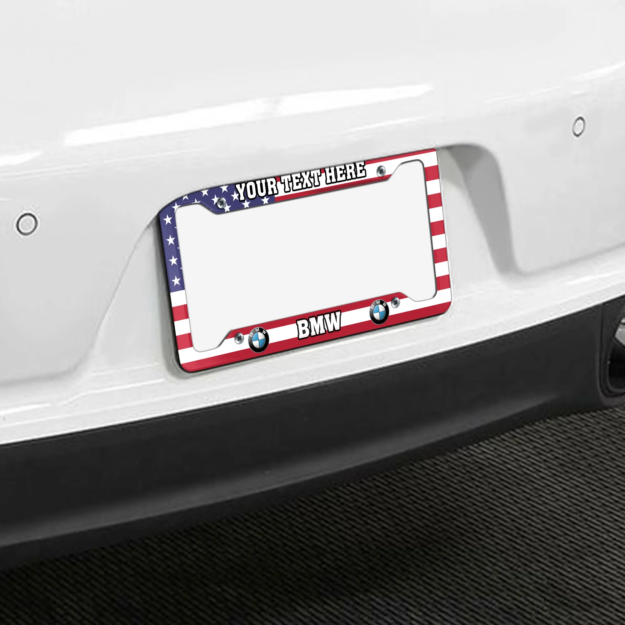 BMW License Plate Frame USA Flag Style, Gift For BMW Lovers LPF02030425893 - 4 Holes