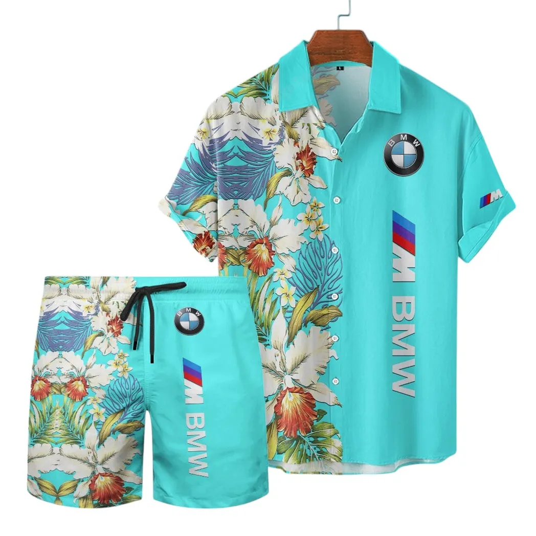 BMW M Hawaiian Shirt Set, Gift For BMW M Lovers, Gift For Him, Husband, Boyfriend CAR12303042508 - Cyan