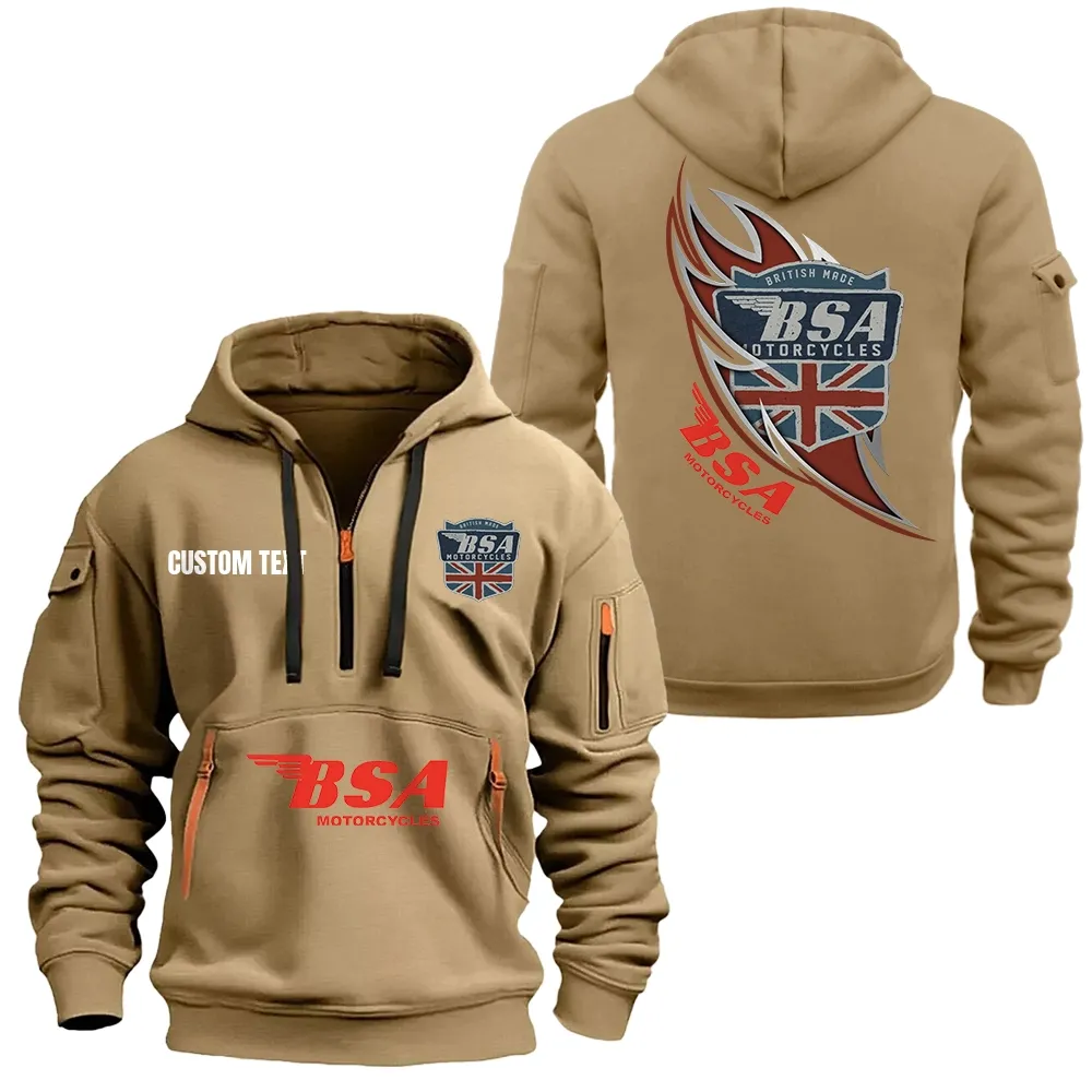 BSA Hoodie Half Zipper CAR1701112039, CAR All Over Print Hoodie Half Zipper - Khaki