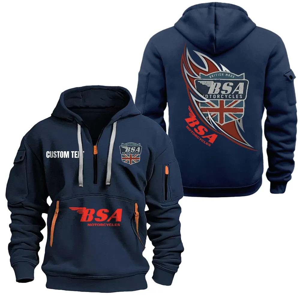 BSA Hoodie Half Zipper CAR1701112039, CAR All Over Print Hoodie Half Zipper - Navy