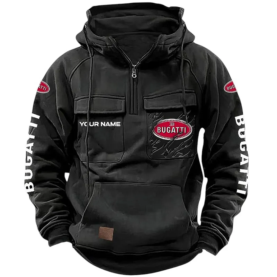 Bugatti Hoodie Tactical Quarter Zip, Gift For Bugatti Lovers CAR164022425152 - Black