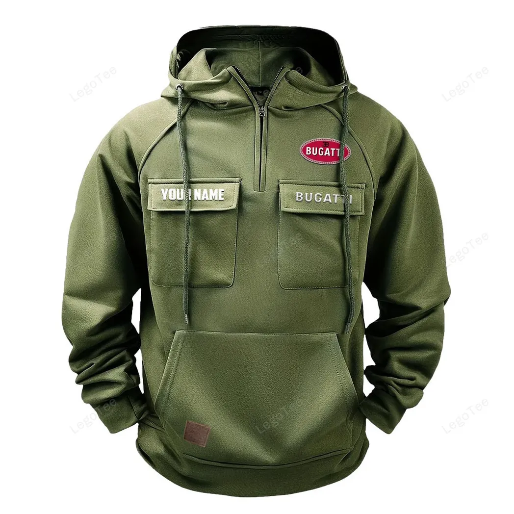 Bugatti Tactical Quarter Zip Hoodie, Gift For Bugatti Lovers, Gift For Him, Husband, Boyfriend - Army Green CAR109021425387-1