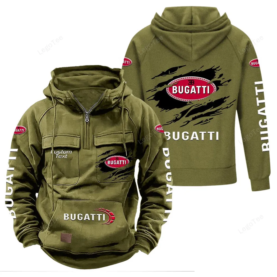 Bugatti Tactical Quarter Zip Hoodie, Gift For Bugatti Lovers, Gift For Him, Husband, Boyfriend - Army Green CAR122021425060-1