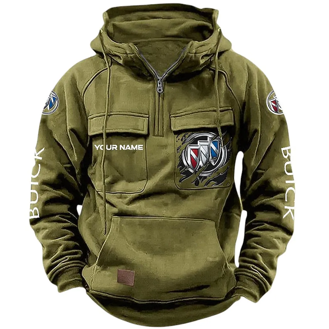 Buick Hoodie Tactical Quarter Zip, Gift For Buick Lovers CAR164022425146 - Army Green