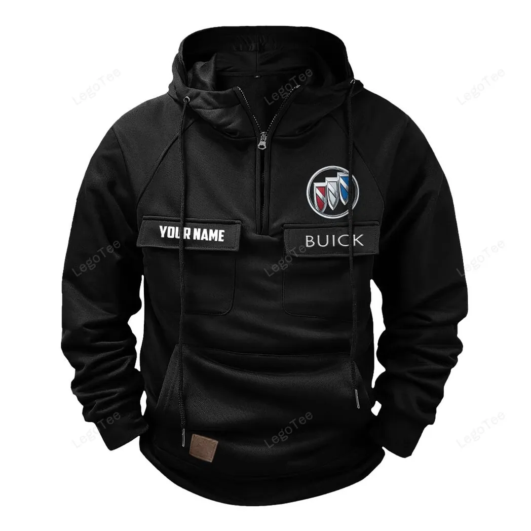 Buick Tactical Quarter Zip Hoodie, Gift For Buick Lovers, Gift For Him, Husband, Boyfriend - Black CAR109021425371-2