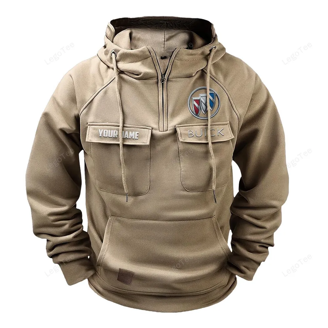 Buick Tactical Quarter Zip Hoodie, Gift For Buick Lovers, Gift For Him, Husband, Boyfriend - Khaki CAR109021425371-4