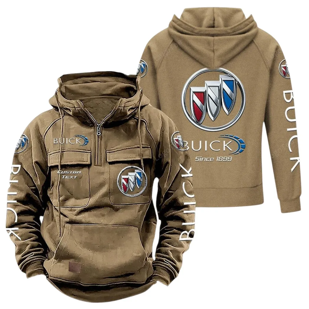 Buick Tactical Quarter Zip Hoodie, Gift For Buick Lovers, Gift For Him, Husband, Boyfriend - Khaki CAR96021425708-4