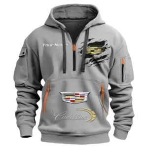 Cadillac Half Zip Hoodie CAR113021425808, Best Gift for Him, Husband, Boyfriend - Gray