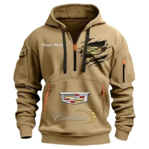 Cadillac Half Zip Hoodie CAR113021425808, Best Gift for Him, Husband, Boyfriend - Khaki