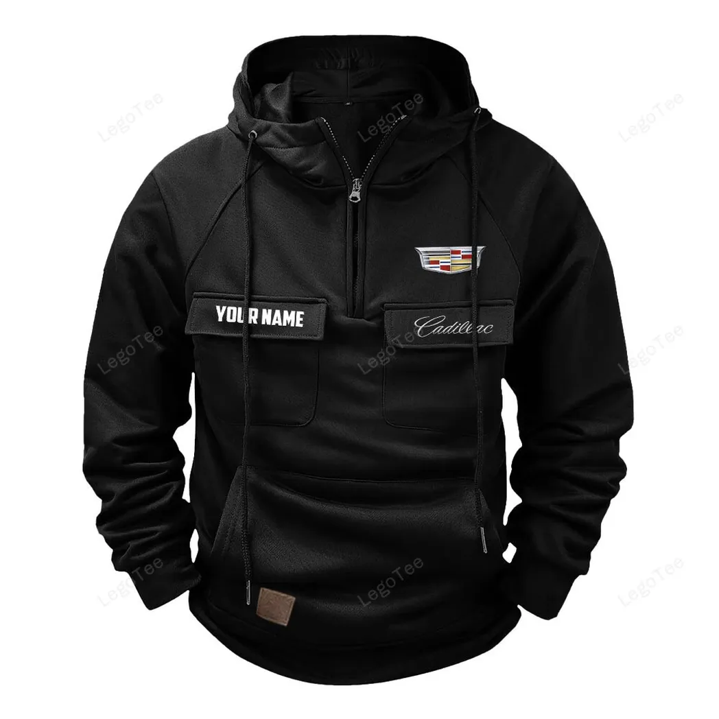 Cadillac Tactical Quarter Zip Hoodie, Gift For Cadillac Lovers, Gift For Him, Husband, Boyfriend - Black CAR109021425357-2