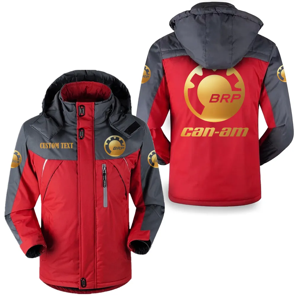 Can Am Hooded Fleece Long Jacket HFLJ0112312027, CAR All Over Print Hooded Fleece Long Jacket - Red
