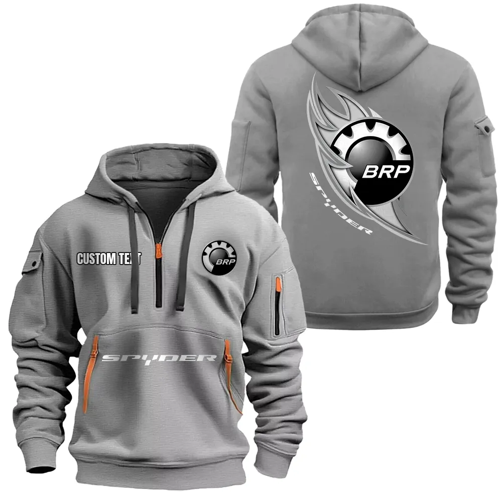 Can Am Spyder Hoodie Half Zipper CAR1701112050, CAR All Over Print Hoodie Half Zipper - Gray