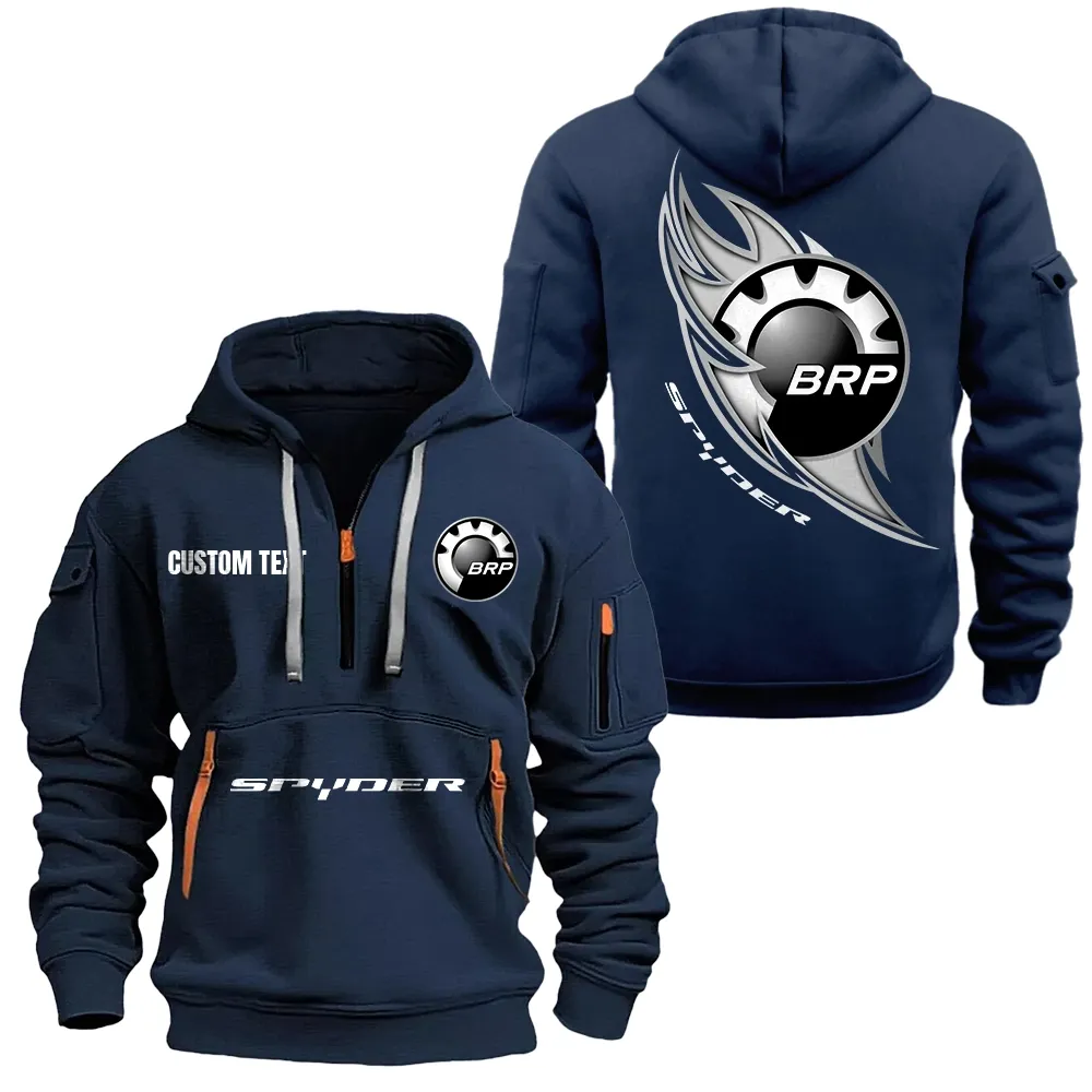 Can Am Spyder Hoodie Half Zipper CAR1701112050, CAR All Over Print Hoodie Half Zipper - Navy