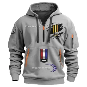 Chevrolet Camaro Half Zip Hoodie CAR113021425800, Best Gift for Him, Husband, Boyfriend - Gray
