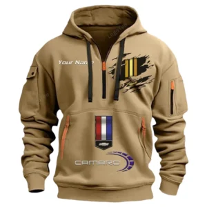 Chevrolet Camaro Half Zip Hoodie CAR113021425800, Best Gift for Him, Husband, Boyfriend - Khaki