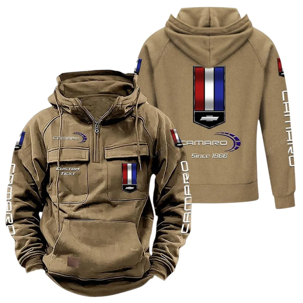 Chevrolet Camaro Tactical Quarter Zip Hoodie, Gift For Chevrolet Camaro Lovers, Gift For Him, Husband, Boyfriend - Khaki CAR96021425701-4