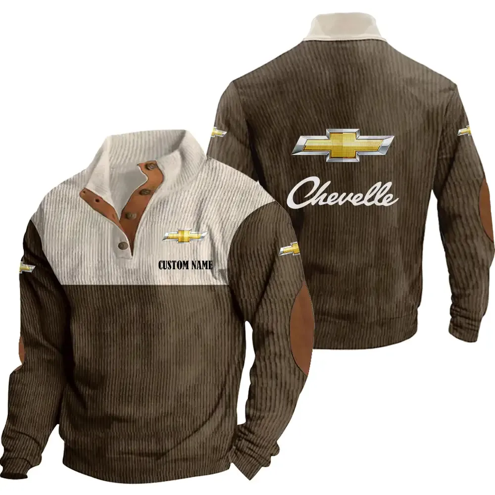 Chevrolet Chevelle Stand Up Collar Base Shirt CAR20012047, CAR All Over Print Stand Up Collar Base Shirt - Brown