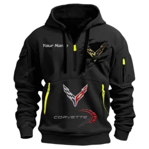 Chevrolet Corvette Half Zip Hoodie CAR113021425782, Best Gift for Him, Husband, Boyfriend - Black
