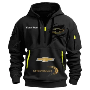 Chevrolet Half Zip Hoodie CAR113021425786, Best Gift for Him, Husband, Boyfriend - Black