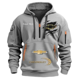 Chevrolet Half Zip Hoodie CAR113021425786, Best Gift for Him, Husband, Boyfriend - Gray