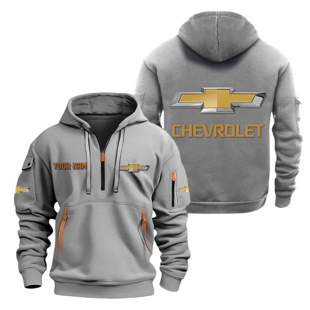 Chevrolet Half Zip Hoodie For Men, Gift For Chevrolet Lovers CAR20022125676 - Gray